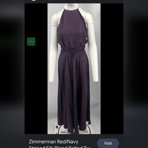 Zimmermann Folly Picnic Midi Dress High Neck Stripes Belt Breezy Sz 1 / US 6 NWT